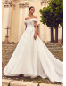 Off Shoulder Ivory Lace Organza Wedding Dress